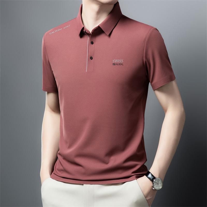 Men's Short-Sleeved T-shirt Polo Shirt Summer Business Casual Men's Clothing Seamless Lapel T-shirt