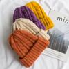 Nowe cukierkowe kolory Kpop Trend Twist wełniana czapka typu beanie jesienno-zimowa czapka damska utrzymuj ciepłą czapkę zimową pluszowa nić czapka z dzianiny