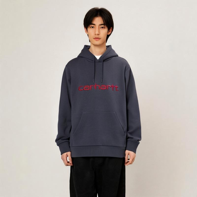 Carhartt WIP Hooded Sweatshirt Loose Fit Long Sleeve Men Sweatshirts Air-Force-Blue I030547-2DD-XX