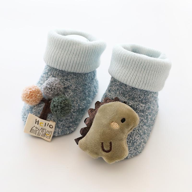New autumn and winter thickened baby socks cartoon coral fleece newborn children's socks non-slip baby floor socks