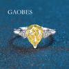 New S925 Sterling Silver Women's Ring, Ice Cut Water Drop Design In Blue, Yellow, Pink, White Colors with Simple Diamond Accents.