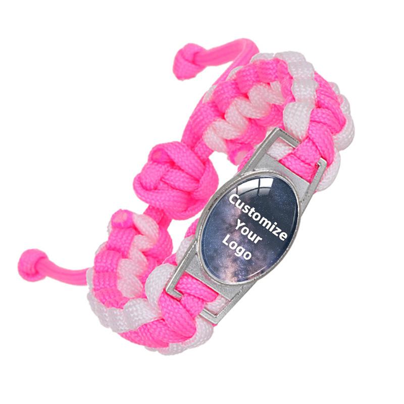 Multi-Color Paracord Custom Logo Bracelet, Time Gem Couple INS Style Jewelry