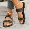 Fashion Women's Shoes Stylish Metal Chain Slides Woman Plus Size Diamond Square Heel Sandal Female Summer Anti-Slip Black Slippers Mujer