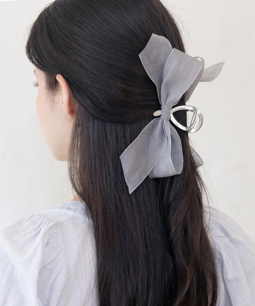 Merrymotive Sheer Ribbon Hair Clip (Silver Gray)