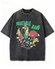 2026 New Washed Cotton Tshirt with Funny Vegetable Band Print Casual Streetwear Top