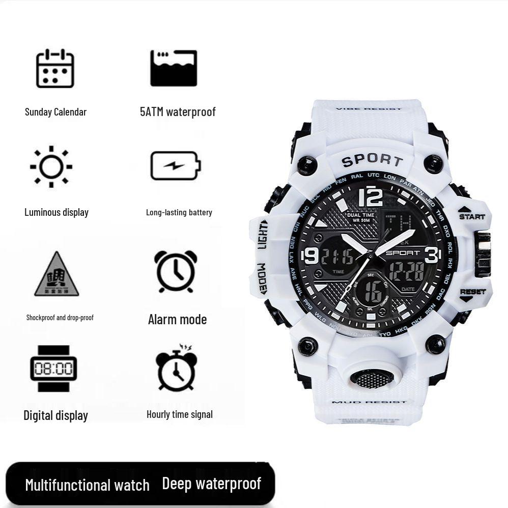 

Водонепроницаемые спортивные часы-будильник с двойным дисплеем для подростков и мужчин