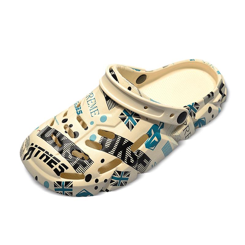 

2025 new hole shoes men s summer wear thick-soled non-slip and deodorant casual beach bag head half slippers men 45