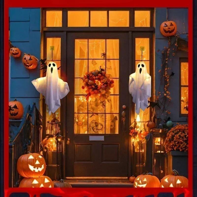Halloween Hanging Glowing Ghost Lantern Lighted Outdoor Ghost Decor Halloween Party Decoration Scary Flying Glowing Ghosts
