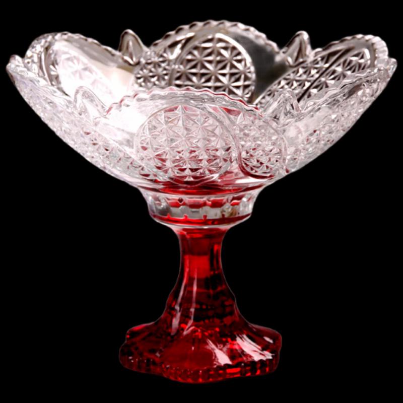 Flavinmci European Style Embossed Glass Dessert Bowl and Fruit Plate