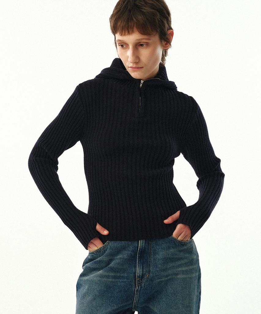 MOONSUN Unisex, Balaclava Knit Top / Dark Navy