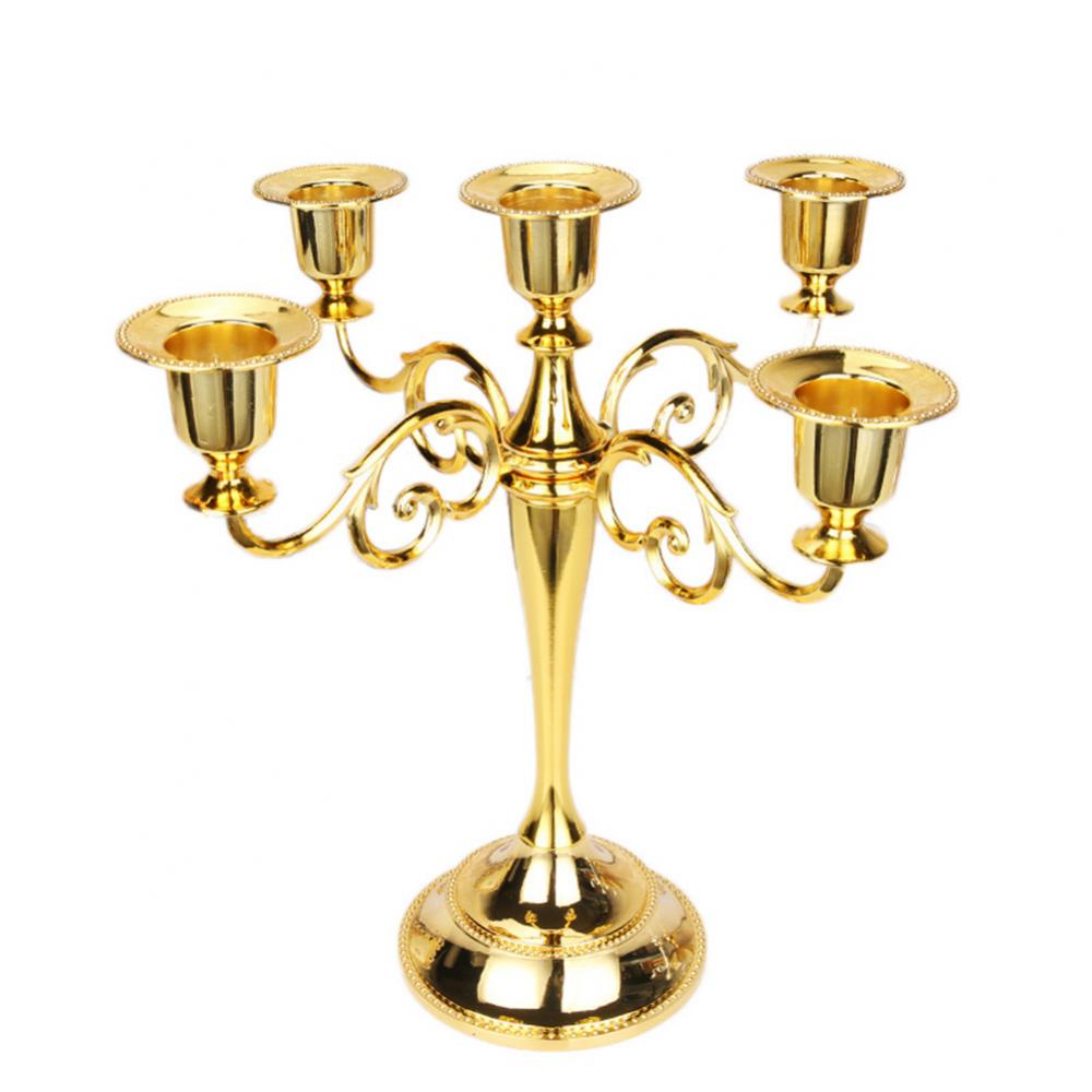 Candlestick Metal Romantic Holder 3/5-Arm Candle Dinner Nordic Style Metal Candle Holder Centerpieces For Holiday Wedding Decor
