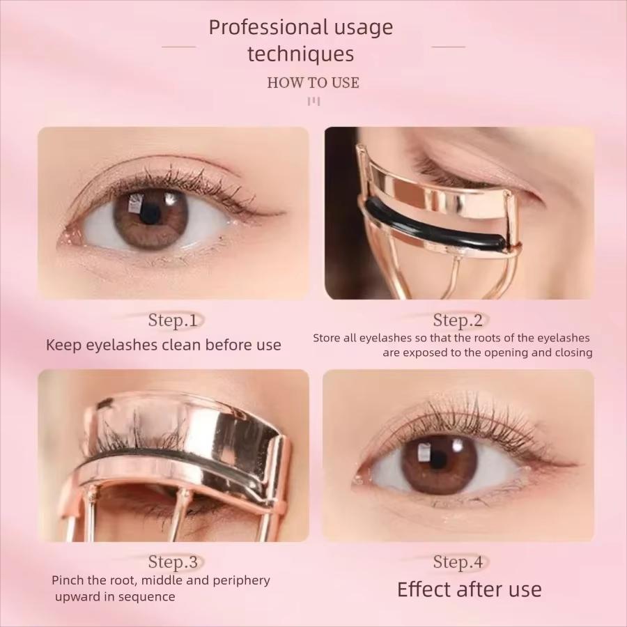 Edelstahl Wimpernbieger Tragbarer Wimpernbieger Ein-Schritt-Wimpernbieger Mit Bequemem Griff Passt für Alle Augenformen