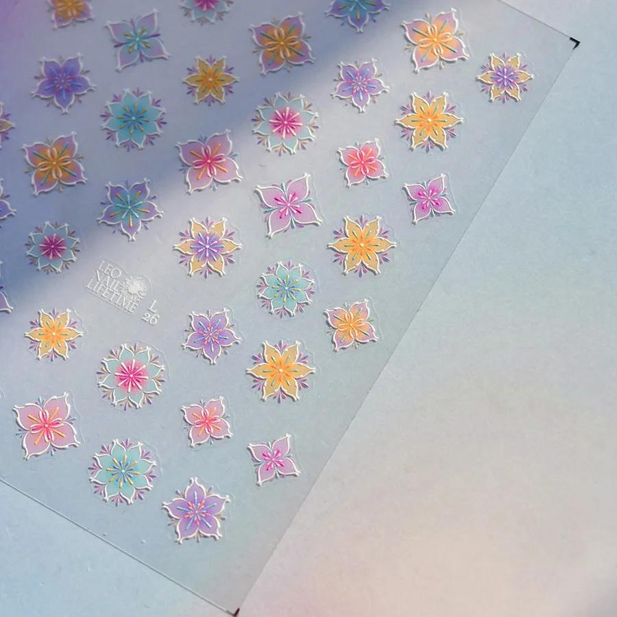 Baroque Pattern Stamping Geometric Totem Flower Retro Star Noble Self Adhesive 5D Nail Art Decoration Sticker Manicure Decal