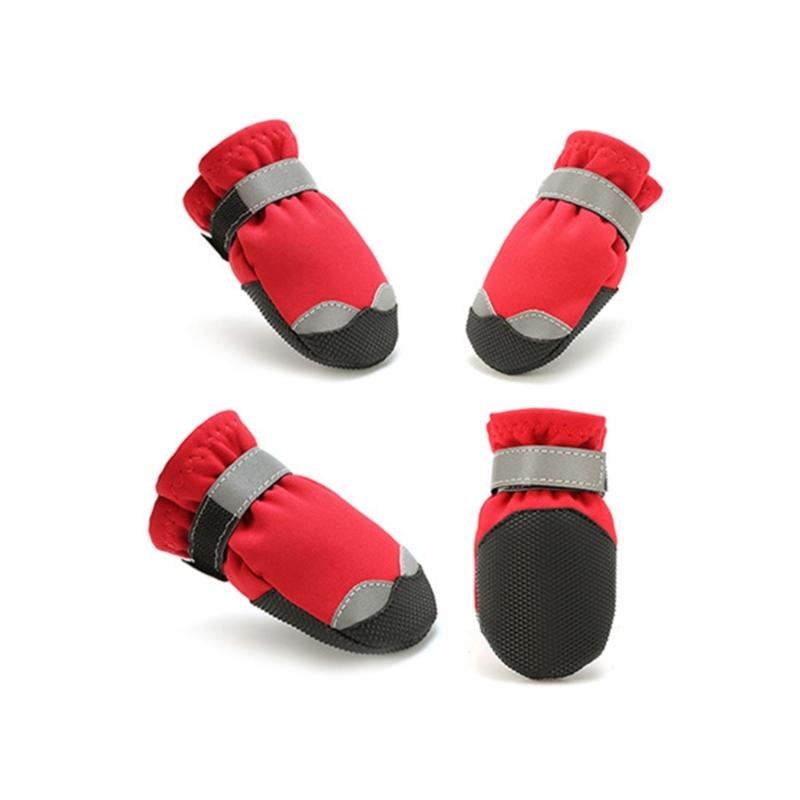 4pcs Lightweight Dogs Shoes with Reflective Striped Dogs Comfortable Dogs Daily Walking Booties Lightweight Cats Shoes