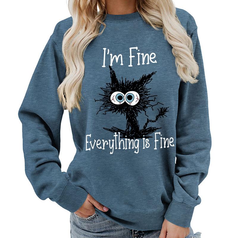 Weekends Printed Round Neck Women's Top Sweatshirt for Autumn Winter Casual Loose Fit Pullovers & Long Sleeves Women’s