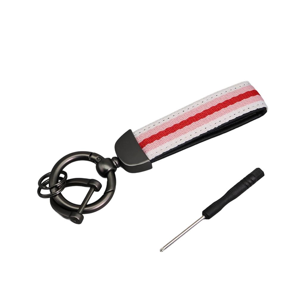 Double Layer Striped Keychain with Ring Universal Fit for Car Keys and Home Keys Durable Multi Color Design