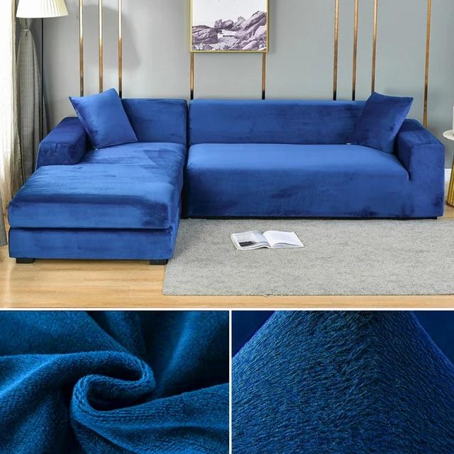 Velvet Sofa Cover for Living Room Thick Elastic Sofa Cover 1/2/3/4 Seater L Shaped Corner Sofa Cover Stretch Cover for Sofa
