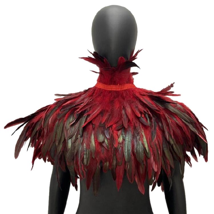 Mantello con Piume a Tema per Feste di Donne, Abito per Festival Musicali, Sciarpa da Travestimento, Mantello Cosplay