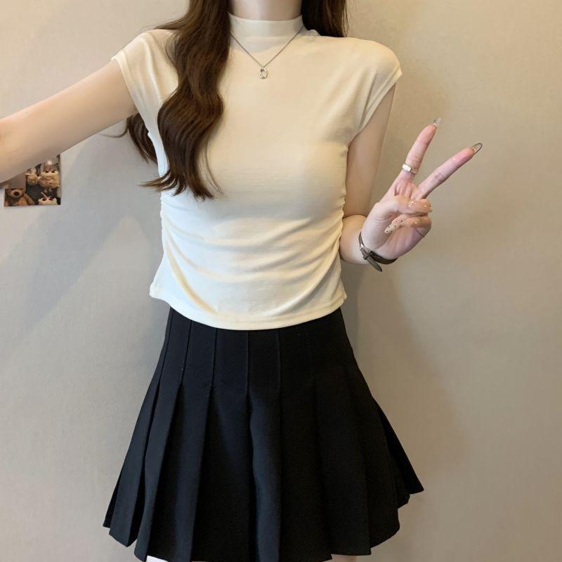 

Women s Summer 2025 Spicy Girl Ruched Flutter Sleeve Slim Top Medium (M)