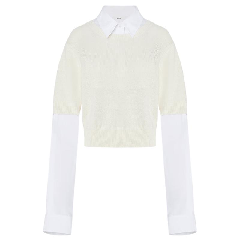 

Комплект женского вязаного жилета и рубашки с длинным рукавом с вставками L 170