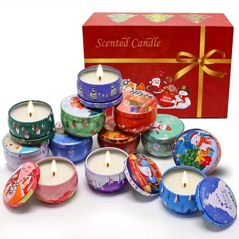 12pcs/set Scented Christmas Candles, Scented Candles Gift for Women, Travel Tin Jar Aromatherapy Candles for Birthday Gift
