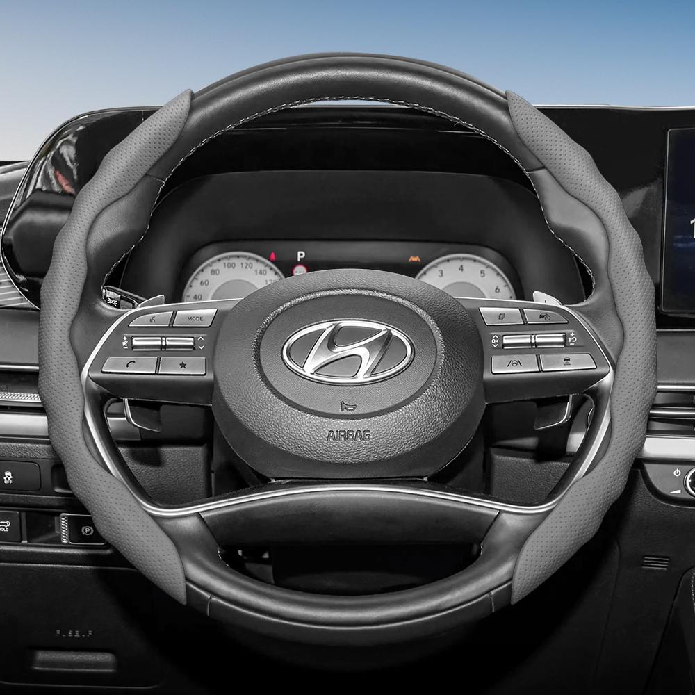Adatto per Coprivolante Hyundai con Design Sportivo Ondulato, Pelle Traspirante, Segmentato Antiscivolo, Copertura Protettiva Assorbi Sudore per I30