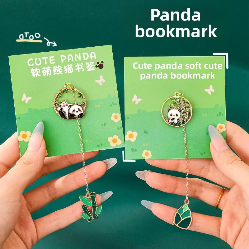 Cartoon Panda Metal Chain Bookmark, Student Cute Reading Page Holder, High Appearance Level Stationery Bookmark Small Gift
