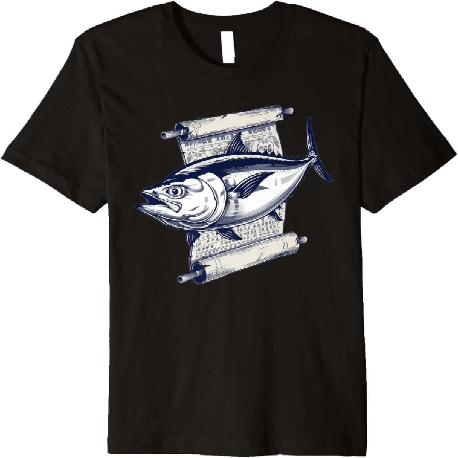 Премиум-футболка с тунцом голубым и древним свитком S