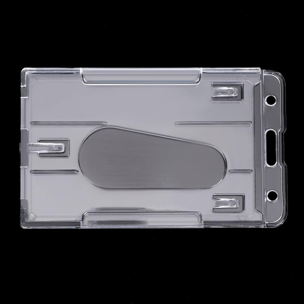 New Hard Vertical Clear Badge Holder Transparent Double Card ID case