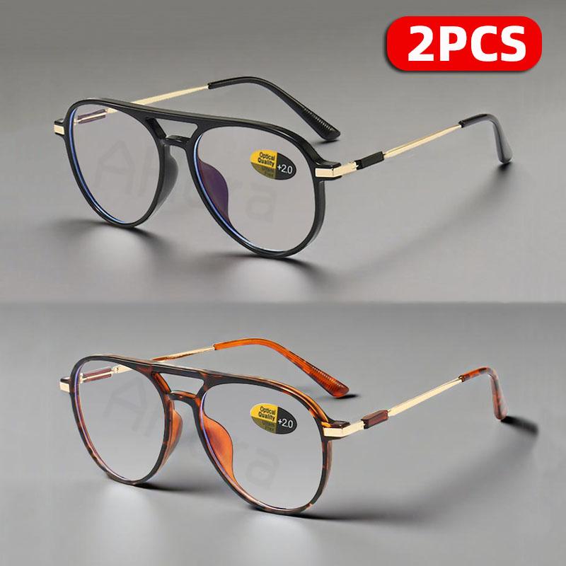 2PCS Reading Glasses Women&Men Blue Light Blocking Fahsion Frame Presbyopic Eyeglasses Computer Goggles 0+1.0+1.5+2.0+2.5+3.0+4