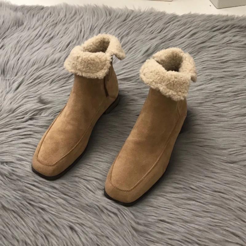 

Женские ботильоны, мода 2024 года, новые зимние ботинки с боковой молнией, толстый каблук, квадратный носок, элегантные короткие ботинки, женские ботинки «Челси», зимние ботинки 35