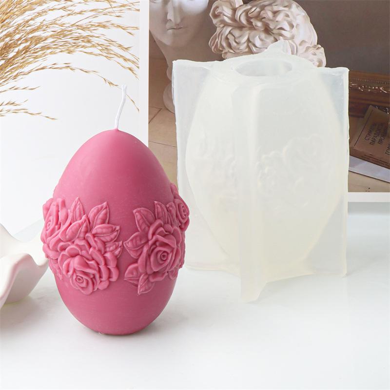 Carved Egg Silicone Candle Mold for DIY Aromatherapy Candle Plaster Ornaments Soap Epoxy Resin Mould Handicrafts Making Tool