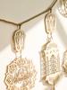 Eid Mubarak Wooden Garland Islamic Moon Star Lantern Hanging Decor for Ramadan Kareem Muslim Festival Home Party Wall Decoration