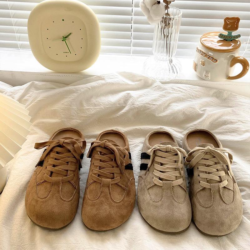 Temperament bag head half slippers women wear new summer and autumn thick bottom lazy one pedal