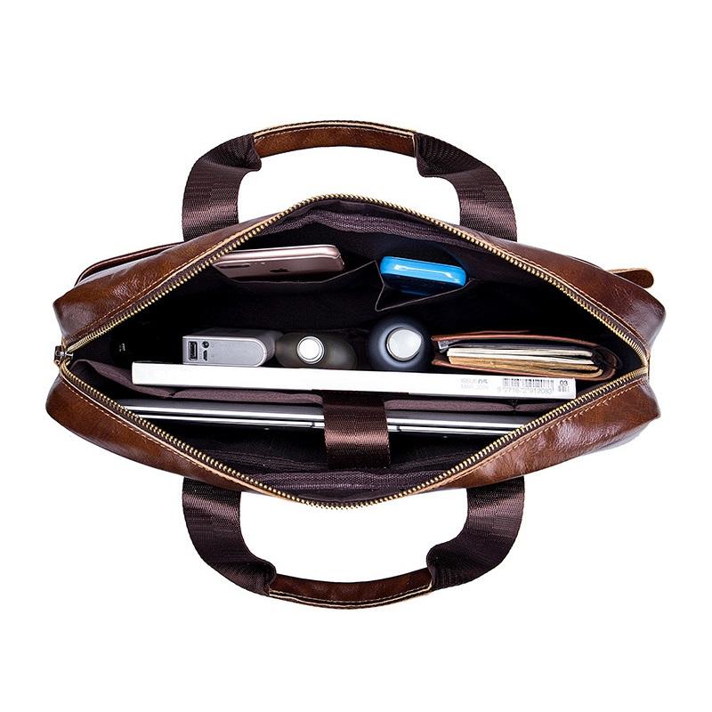 Documents Bag Genuine Leather Men's Briefcase Vintage Business Computer Bag Messenger Bags