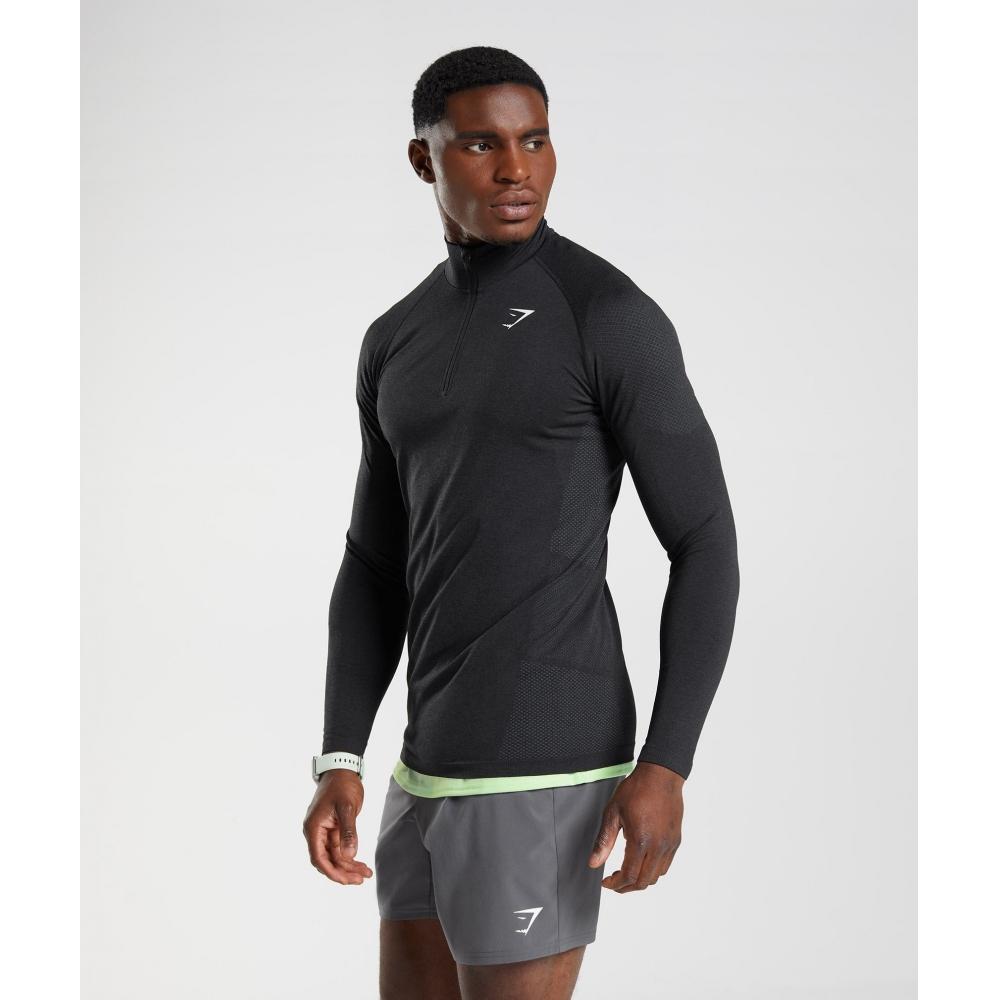 Gymshark Vital Seamless 1 4 Zip Black Silhouette Grey A3a4p Bbmw