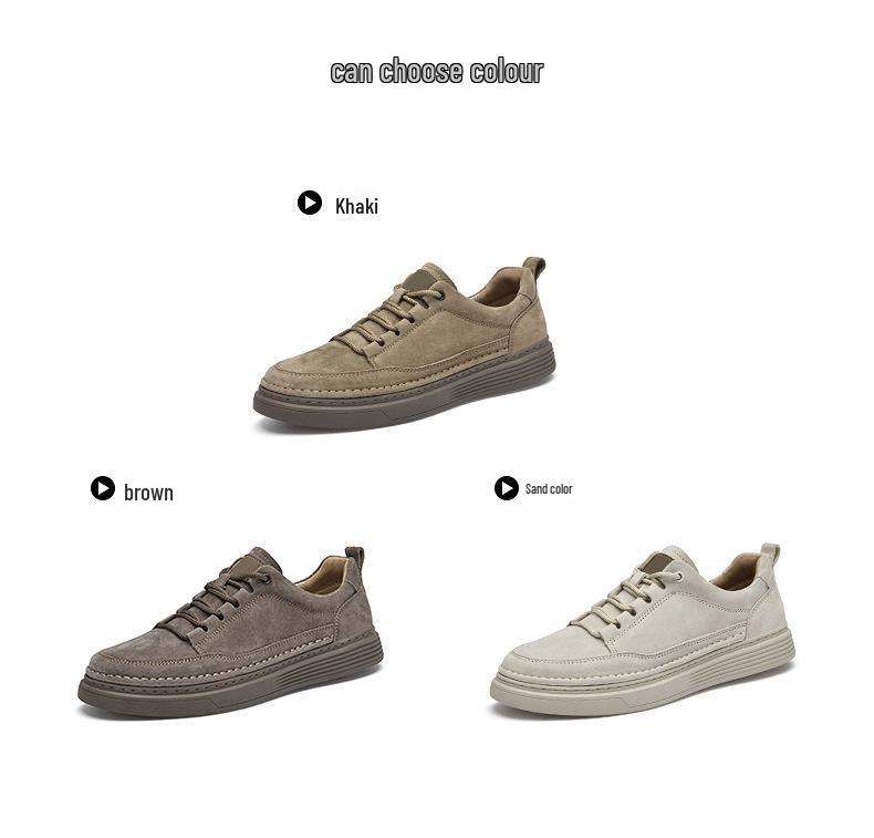 Men's Trendy British Casual Leather Sports Board Shoes, Retro Workwear Style