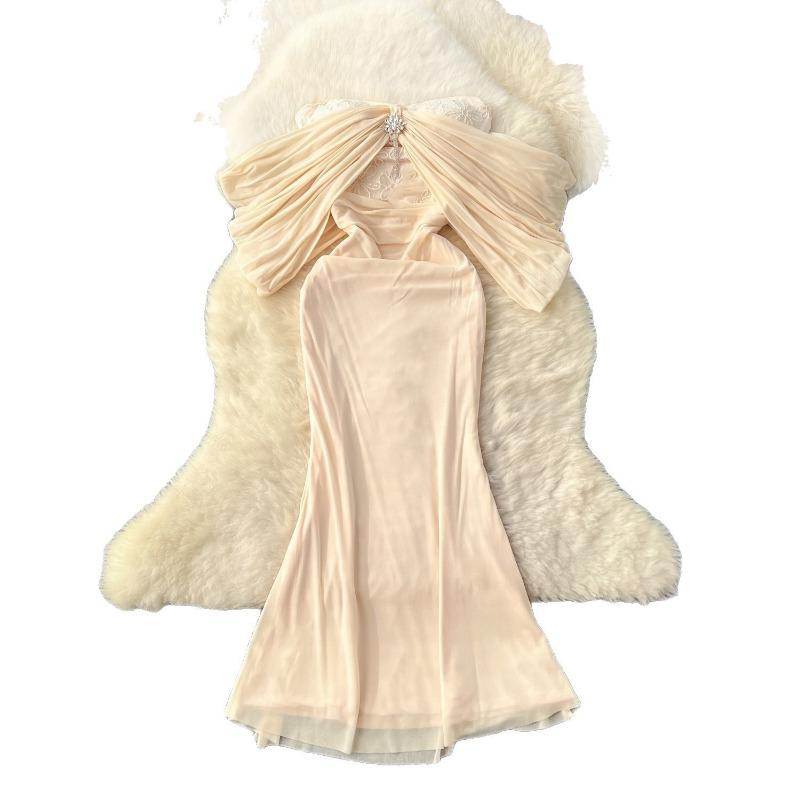 Women's High-end Socialite Sequined Embroidered Cinched-waist Slimming Mesh Dress