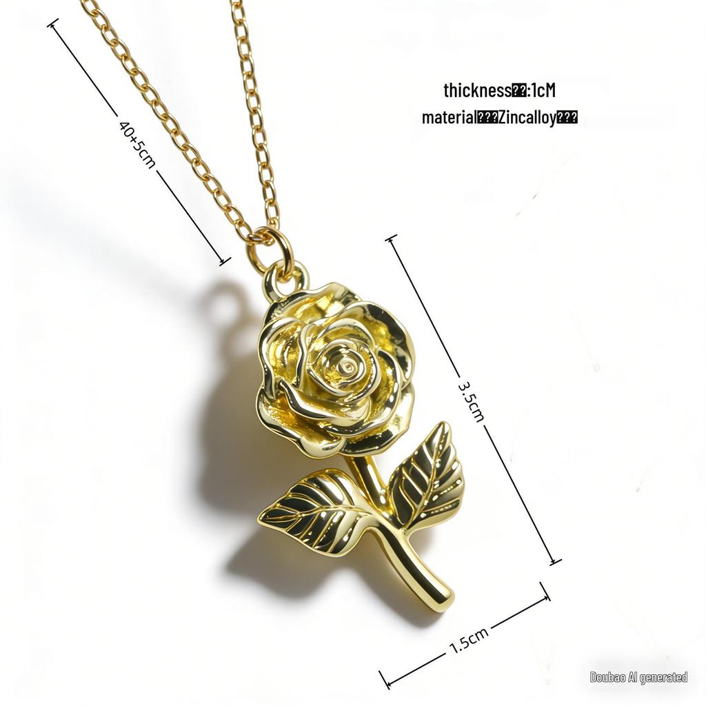 2026 High-End Retro Rose Necklace: Elegant, Versatile Flower Design for Women