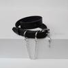Punk Leather Belt Buckle Bracelet, Ins Alt Y2K Gothic Skull Chain Wrist Cuff