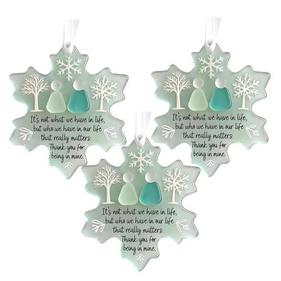 Snowflake Shaped Sea Glass Ornament Handmade Sea Glass Art Friendship Keepsake Coastal Winter Christmas Tree Decoration