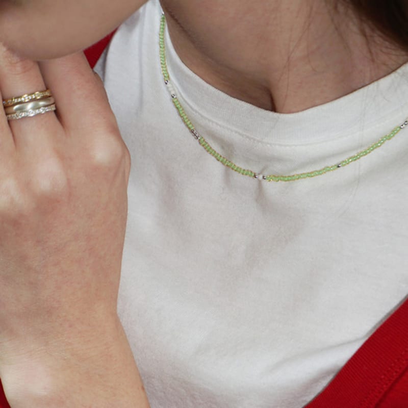 OURPIERRE LOVE SKINNY BEADS NECKLACE GLOW Green
