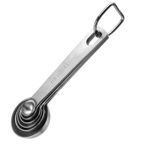 momee Measuring Spoons, Set of 6, Stainless Steel, Thick, Cookware, Tablespoons, Teaspoons, Liquids, Coffee, Condiments, Compact Storage