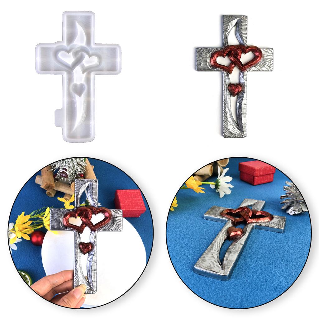 Unikátní Silikonová forma Love Heart Crosses Multifunkční silikonová forma pro výrobu šperků a řemesel z pryskyřice s tématikou lásky