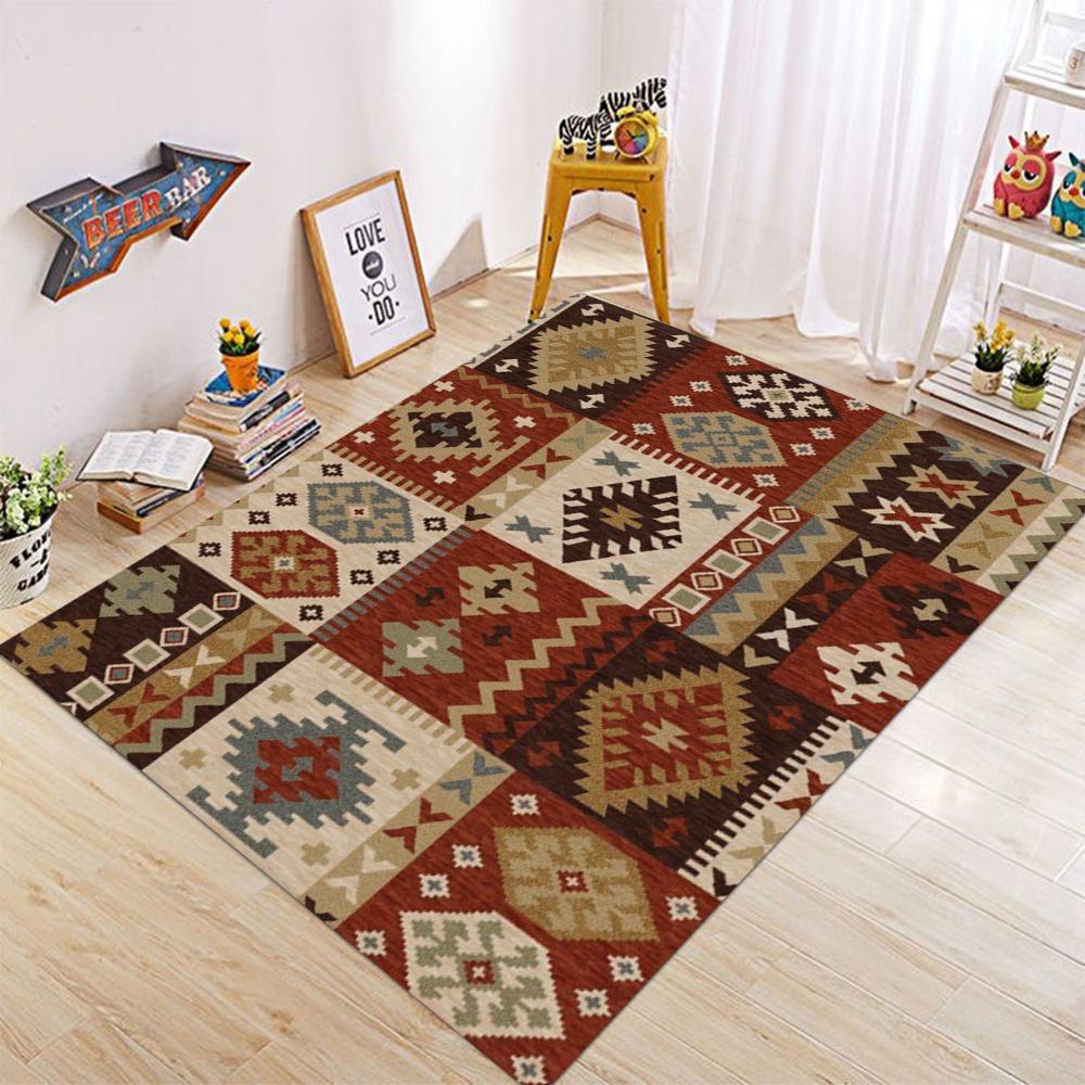 

Vintage Element Carpet Living Room Headboard Bedroom Bohemian Style Carpet Floor Mat Entrance Door Flannel Anti Slip Carpet 40x60cm16x24in