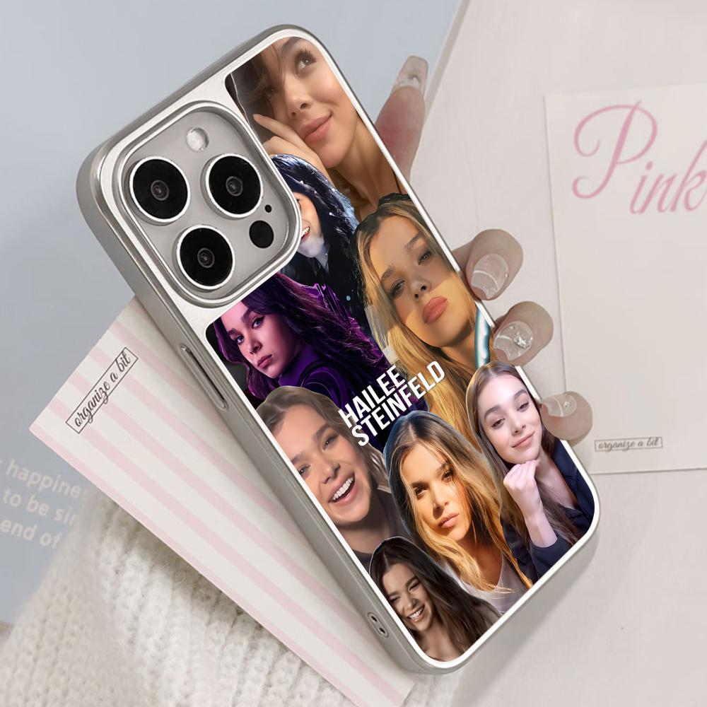 Hailee Steinfeld Silver Plating Mobile Phone Case for iPhone 17 16 15 14 13 12 11 Air Pro Max Plus Colorful Cover