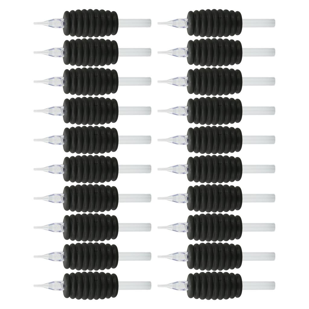 20pcs Tattoo Tube Grip Black 5RT Silicone Lightweight Stable Disposable Tattoo Tip Tubes 0.98in