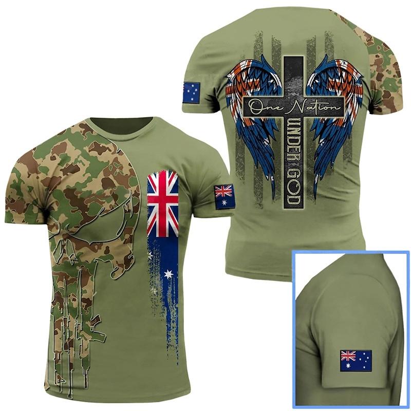 Australian Forest Camouflage T Shirt for Men Tops Tee Shirts 3D Printed Jungle Short Sleeve