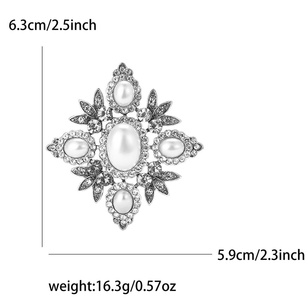 Vintage Rhinestone Cross Baroque Brooches for Women Unisex Pearl Court Pins Event Funny Luxury Gifts New Year Friends Decoration