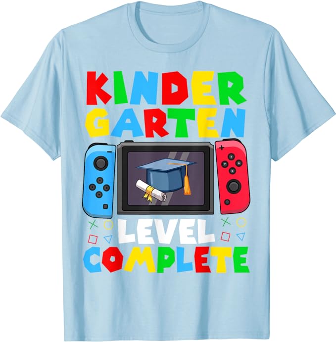 Kindergarten Level Complete Last Day of School Graduate Boys T-Shirt Sons Nephew Graduated Gift Short Sleeve Blouses Graphic Tee